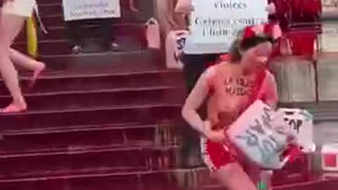 Ukrajinské aktivistky ze skupin Femen a jejich demonstrace proti Rusku v Paříži