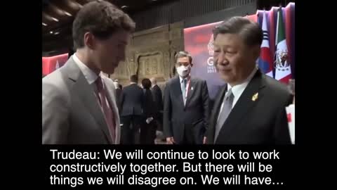 Pres Xi schooling J. Trudeau, adapted by Arnold August to rub it in at 0:26.