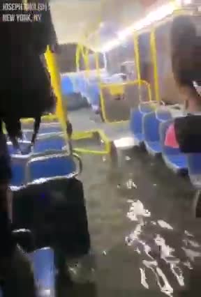 Bus in flood waters