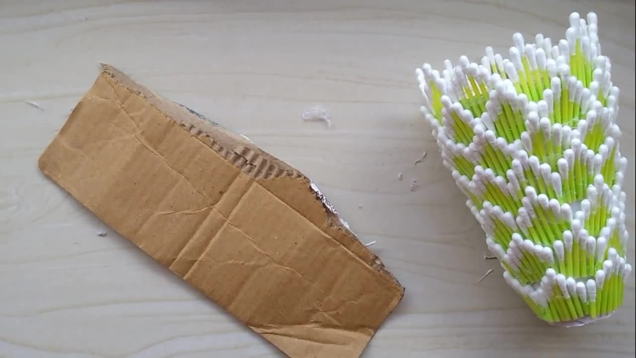 How to make flower vase | Easy flower vase | Cotton ear buds flower vase | 132