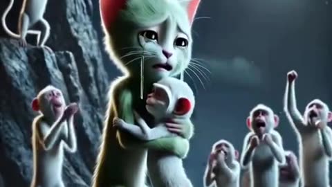 Sad Story About Kitten And Monkey 😰😭😭😭 #kitten #catstory