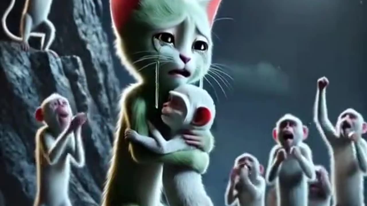 Sad Story About Kitten And Monkey 😰😭😭😭 #kitten #catstory