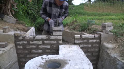 Unique mini-hydroelectric construction with one turbine and two units