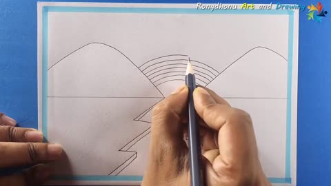 How to Draw Rainbow Scenery || Rongdhonu Scenery Drawing || Painting