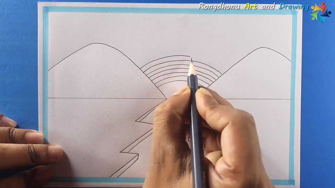 How to Draw Rainbow Scenery || Rongdhonu Scenery Drawing || Painting