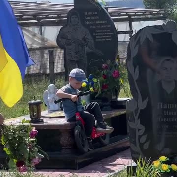A young Ukrainian boy visits his father