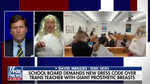 Tucker goes one-on-one with commentator who wore giant prosthetic breasts to make a point