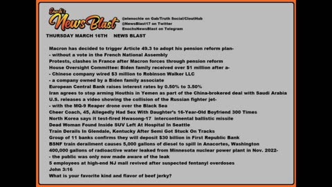 Thursday, March 16, 2023 News Blast. #Enoch #NewsBlastReading #NBR