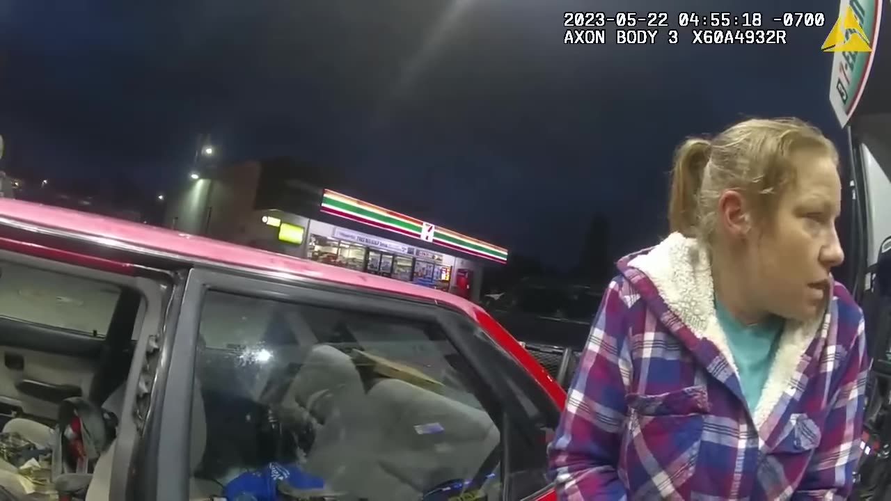 Woman On Drugs Passed Out At The Pump.