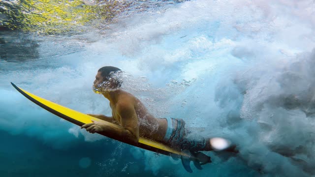 Surfer Diving In Maldives Sea Loop Video (No Copyright)