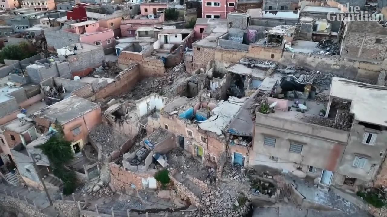 Morocco earthquake: drone footage shows scale of destruction in village of Moulay Brahim