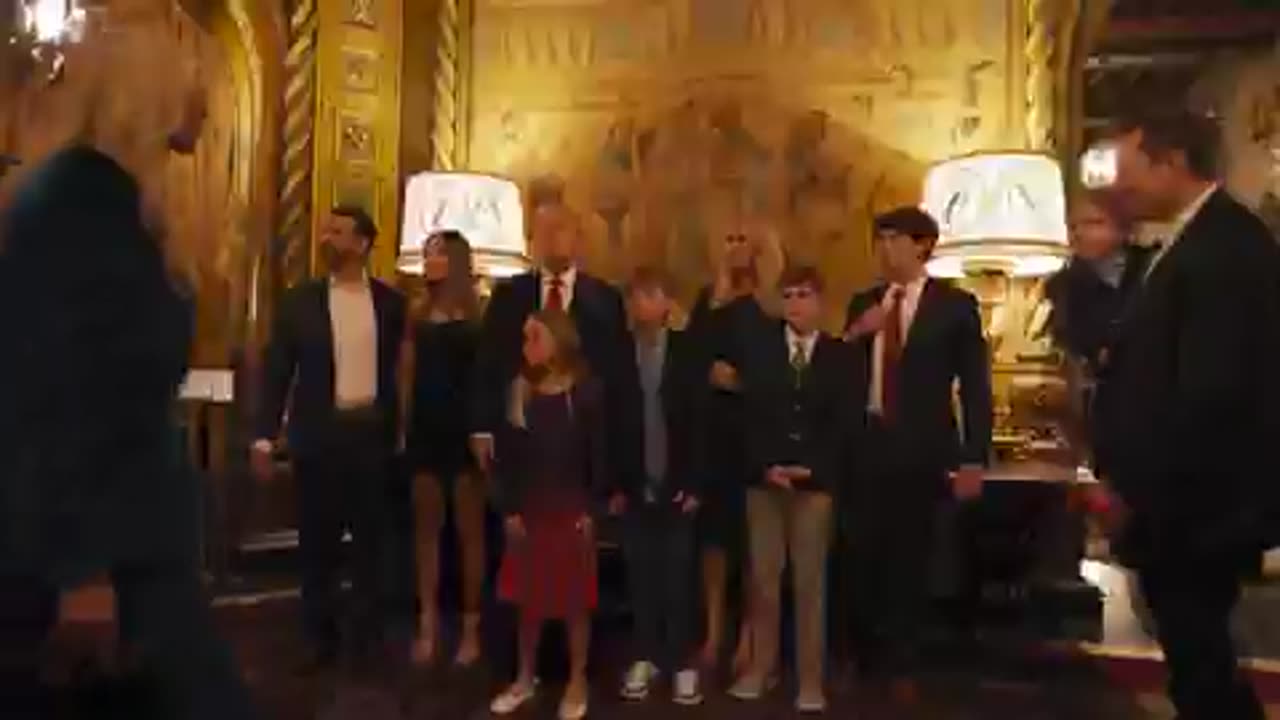 Kai Trump's election night vlog at Mar-a-Lago, featuring Donald Trump, Elon Musk, and others.