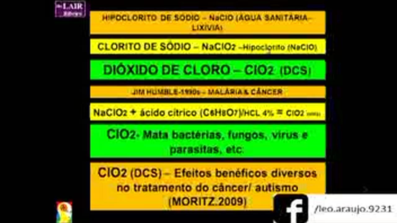 Lair Ribeiro fala por 20 minutos sobre o Dióxido de Cloro.