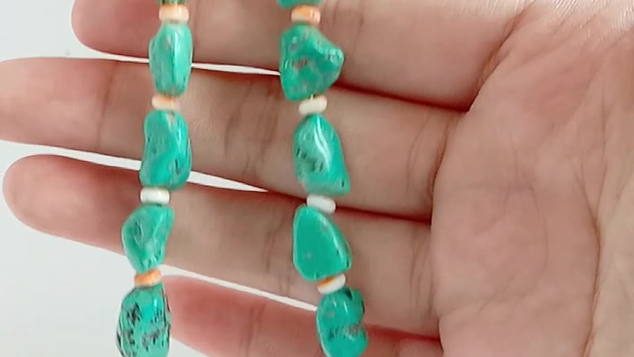 Irregular Blue Natural turquoise orange spiny oyster Bumble bee beads Healing Gemstone Necklace