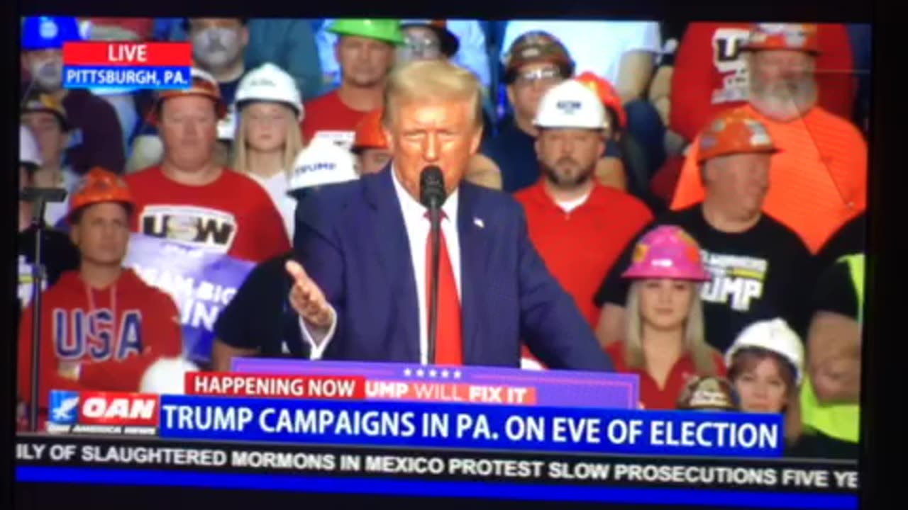 🦅 OAN Pittsburgh PA rally one million fake jobs says president Donald j trump