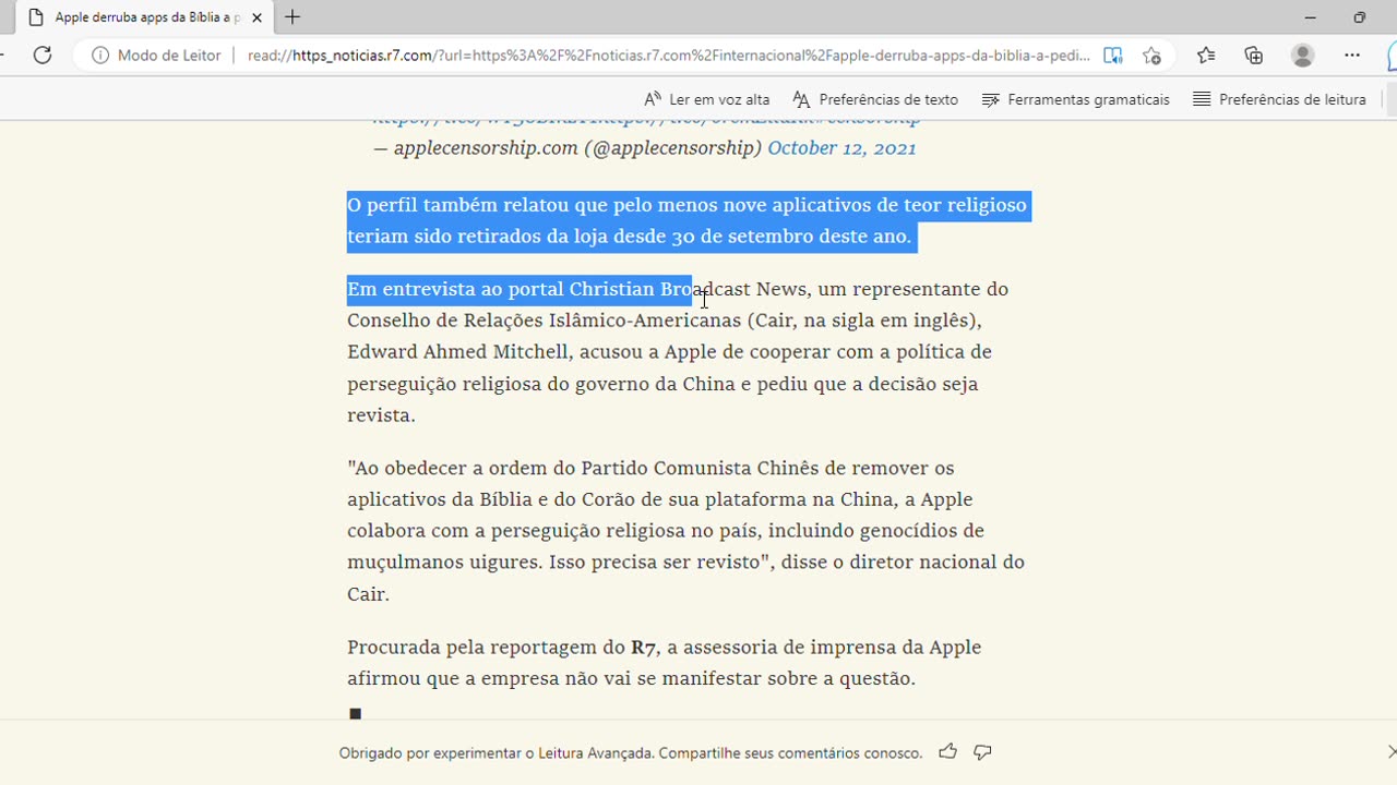 Apple derruba apps da Bíblia a pedido do governo chinês