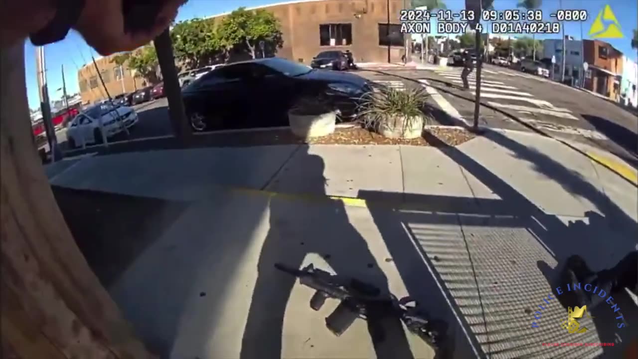 Video Footage Shows Shootout That Killed Double-Homicide Suspect and an Officer Shot in San Diego.