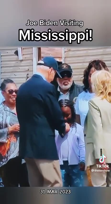 Creepy Joe Biden Fondles with Little Girls Top in Mississippi