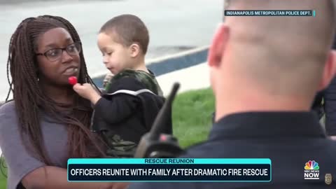 Officers Reunite With Family After Dramatic Fire Rescue Caught On Camera