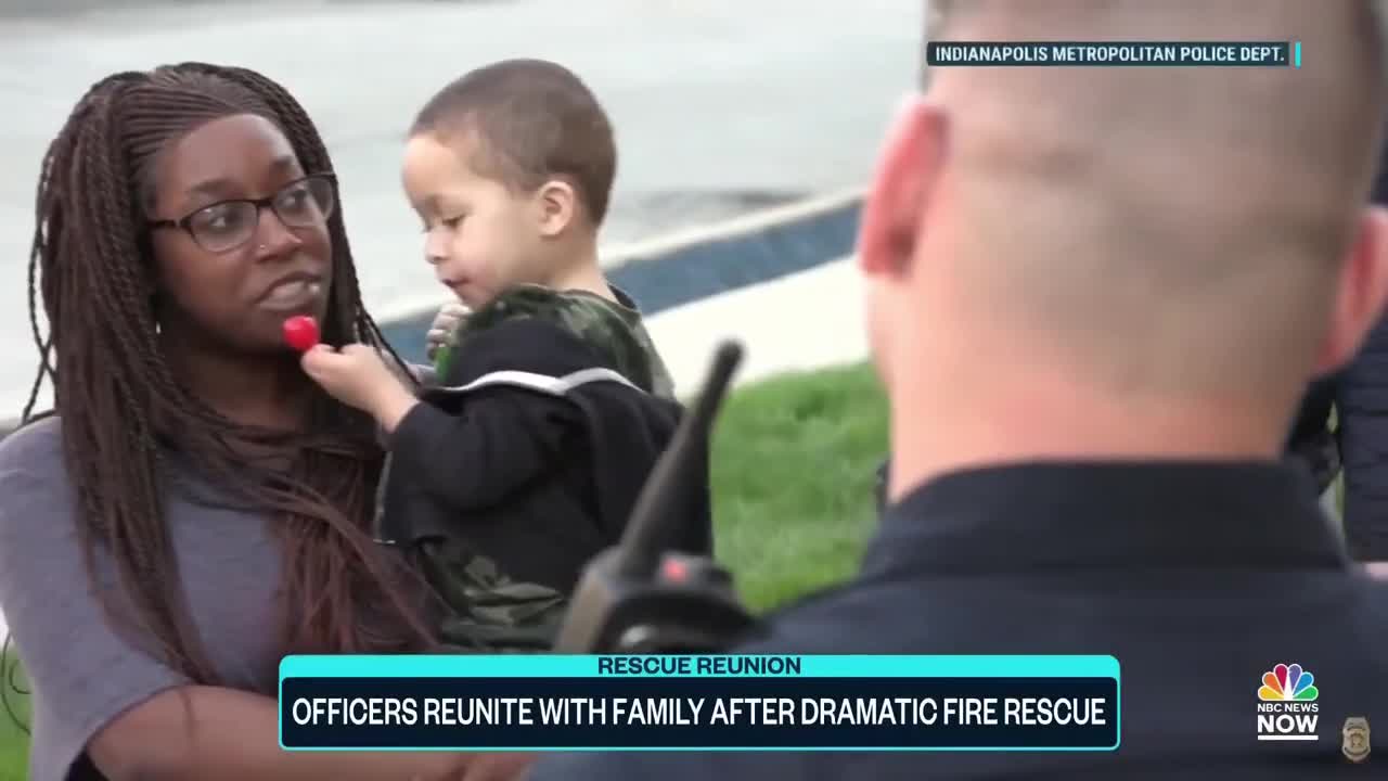 Officers Reunite With Family After Dramatic Fire Rescue Caught On Camera