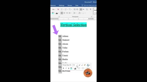 How to Vertical Selection Trick?
