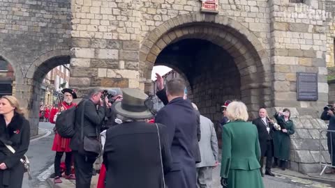 King Charles and Camilla nearly hit with eggs on walkabout in York