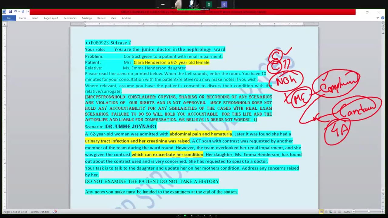 ST4.Talk to the daughter of a 62 year old lady with CKD who received contrast CT