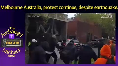 Protests and Earthquake at Melbourne Australia