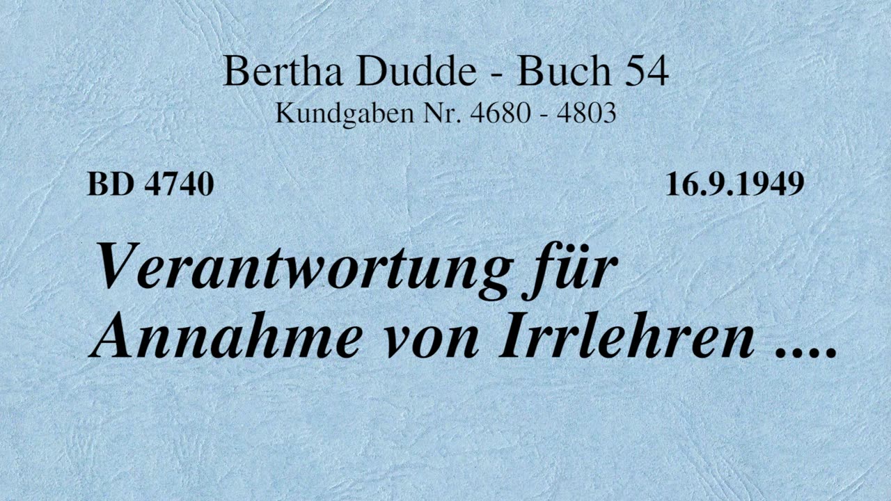 BD 4740 - VERANTWORTUNG FÜR ANNAHME VON IRRLEHREN ....