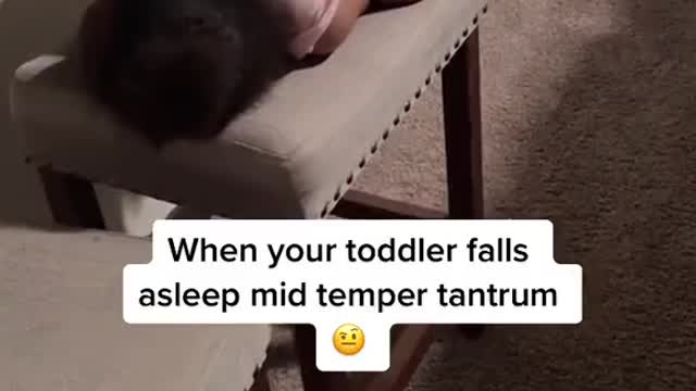 Toddler Falls Asleep Mid Temper Tantrum on Stool