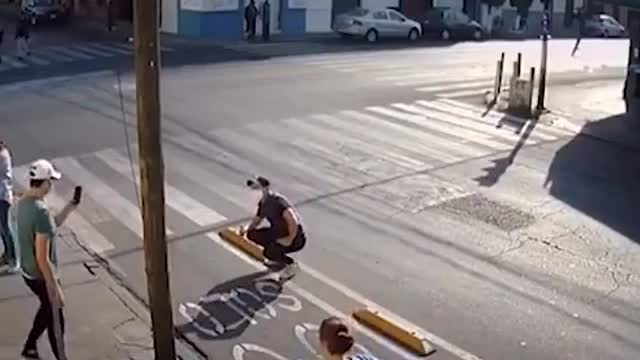 Group of People Pretend to Fall at Bumper Infamous for Making People Trip