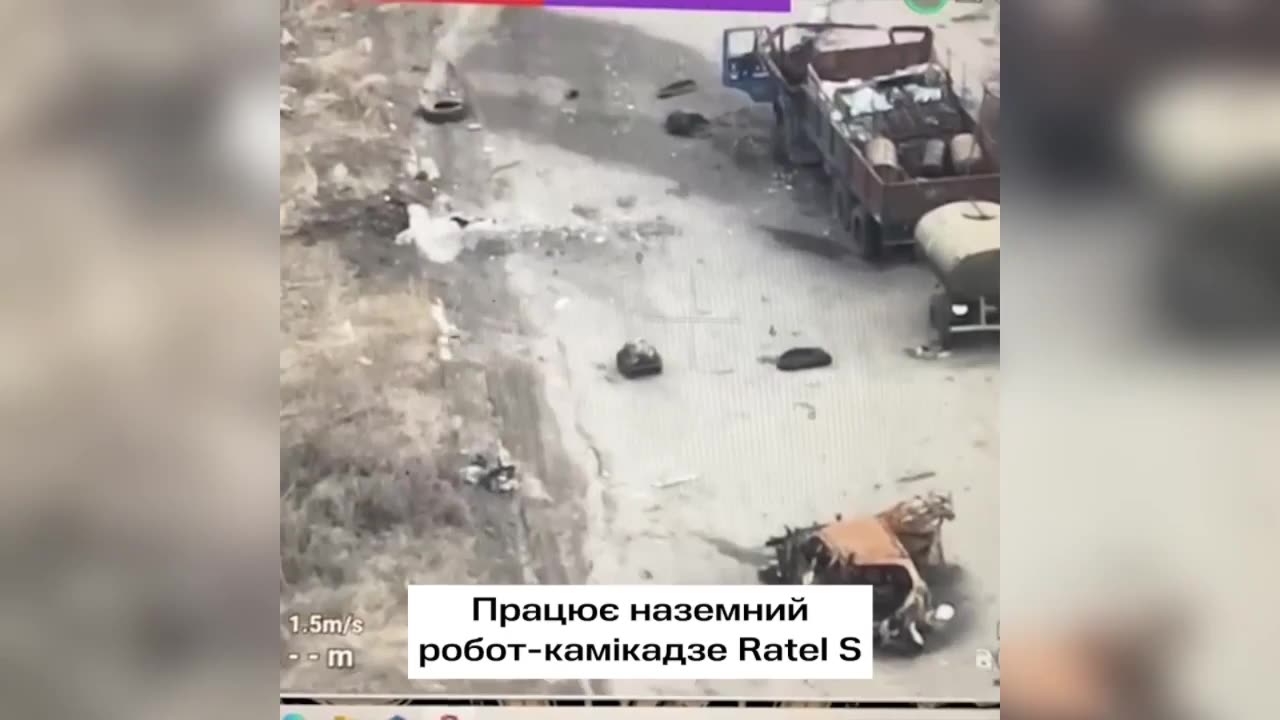 UGV kamikaze drone Ratel S made in Ukraine attacking russian position