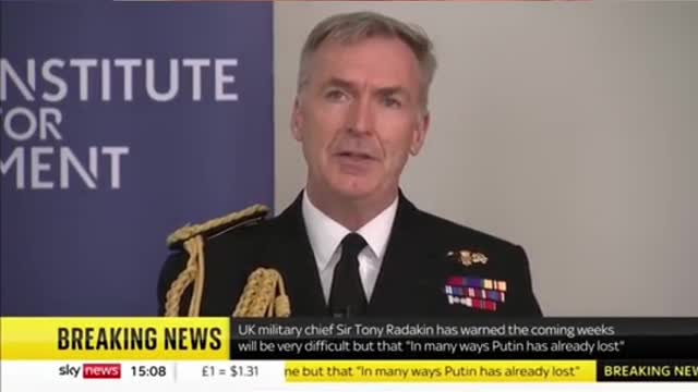 Ukraine war : UK Military Chef Says Putin Has Already Lost