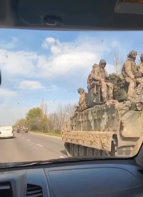 US armoured vehicles seen on the move in Ukraine.