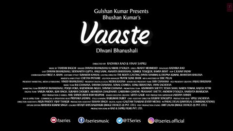 Vaaste By Dhvani Bhanushali and Nikhil D'Souza