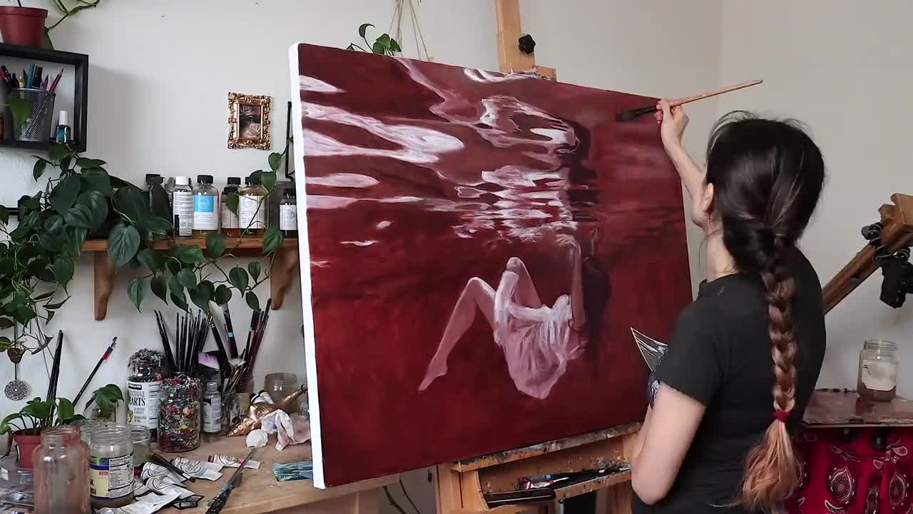 I painted myself underwater | Oil Painting Time Lapse | Realistic Underwater Scene