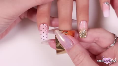 New Nail Art 2023 🎀 Gold & Pink Charm Nail Art Designs