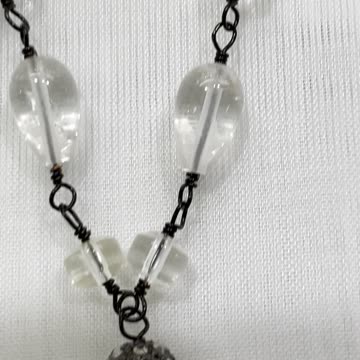 Handmade Unique 14”~16” Adjustable Necklace with Quartz and Crystals