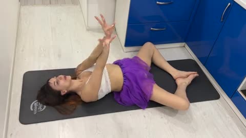 Workout & Stretching in kitchen