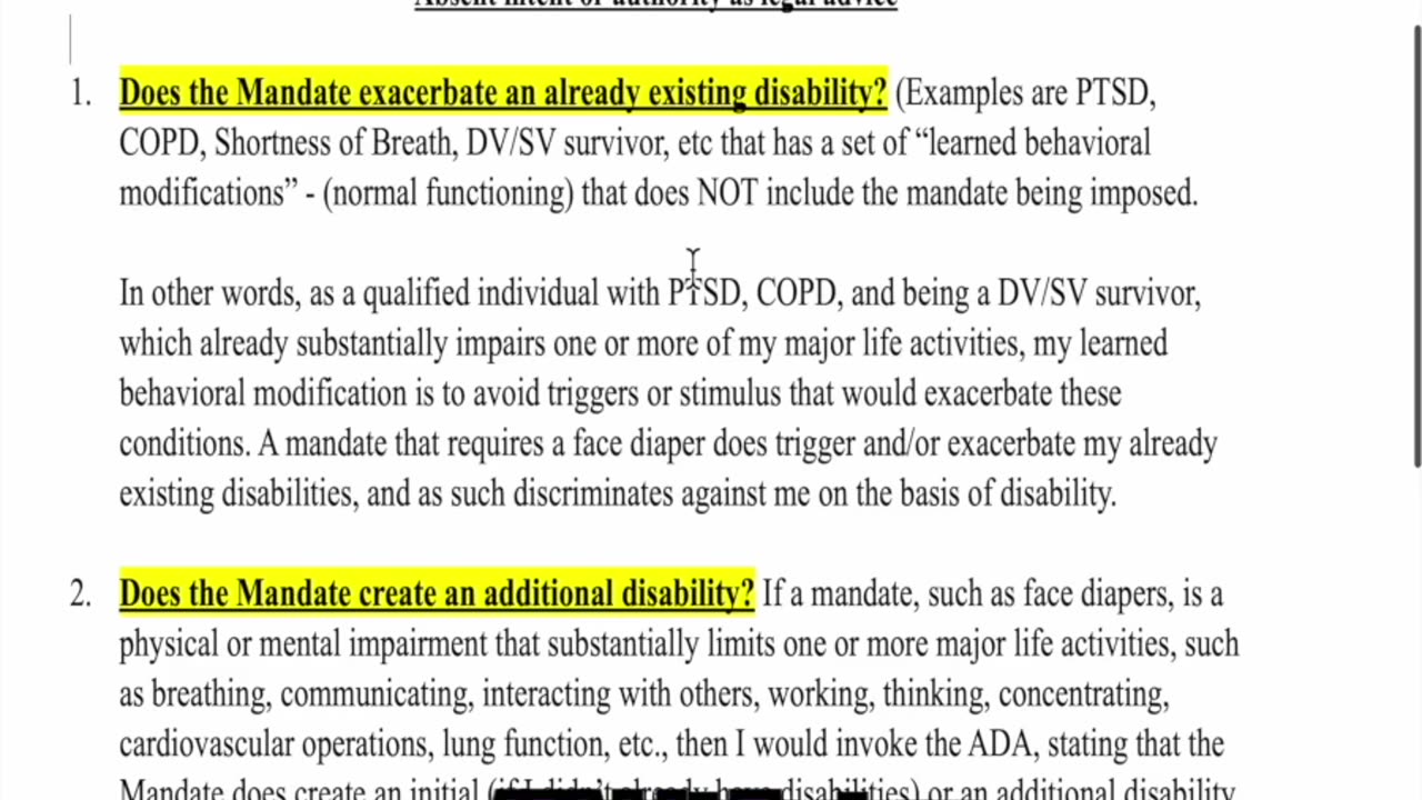 WORKPLACE MANDATES & ADA CONSIDERATIONS