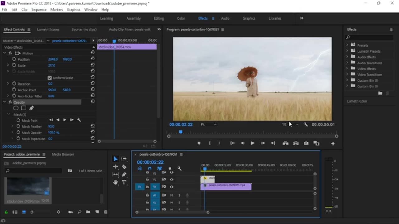 Adobe Premiere Pro – Thunder and Rain effect