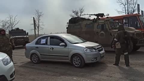 “O” Marked Lynx Armoured Vehicles of Russian Forces at the Checkpoint in Mariupol, Ukraine (DPR)
