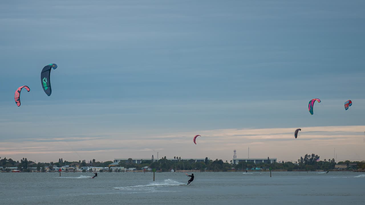 Kite Boarding At The 520 Boat Ramp 4K