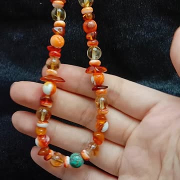 Natural turquoise and free-shape amber with Citrine spiny oyster gemstone jewelry 05