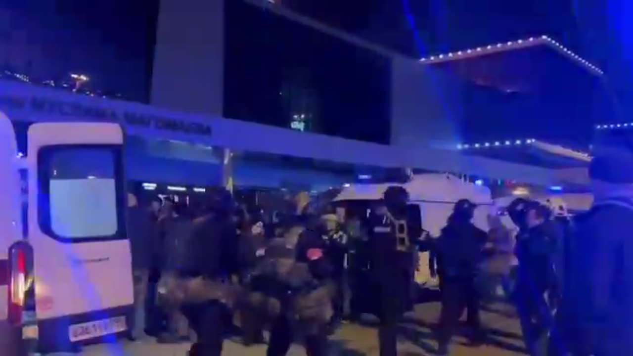 Russian special forces seen storming the concert venue in response to deadly terrorist attack