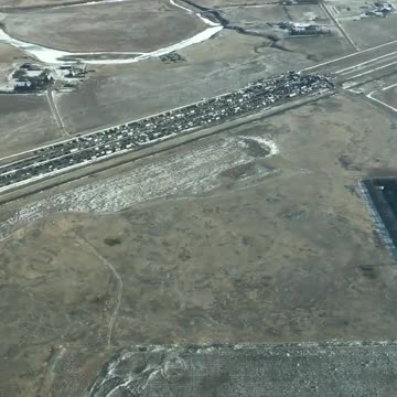 Aerial view Coutts Alberta Blockade Saturday Feb 12