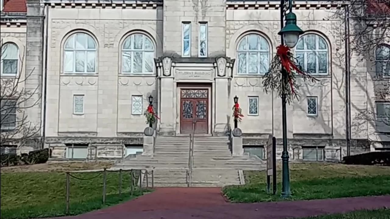 Indiana University Clock Tower chimes at High Noon