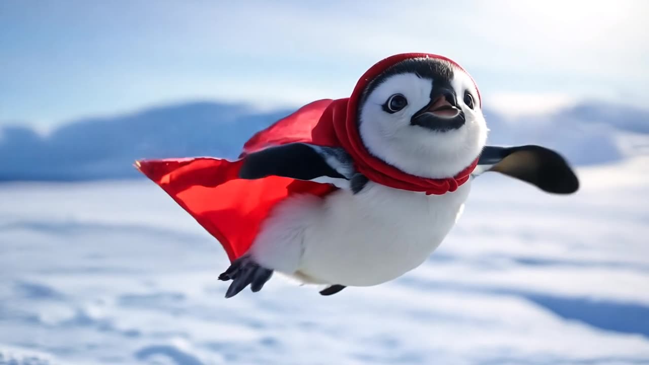 Flying Penguin in a Red Cape? What’s REALLY Happening Here? 🐧🤔