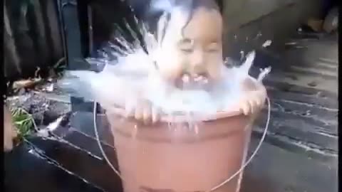 Kid enjoys Bathing