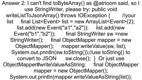 What is the best way to write a Java list to a JSON array